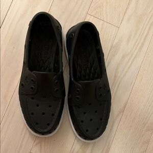 Sperry Black Perforated Slip-Ons